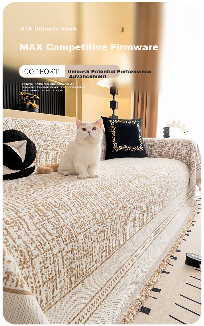 CHERISHES LIFE Sofa Cover, All-Season Use, 2026 New Light Luxury High-End Feel, Full Coverage Seat Cushion, Khaki Color, 180*230cm 1