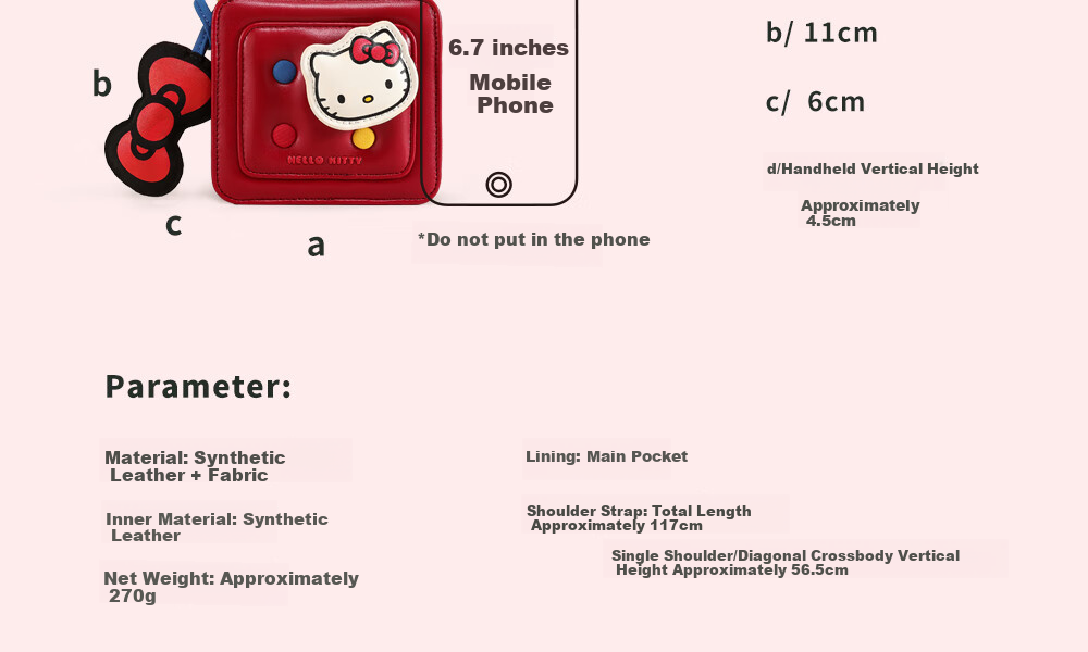 Toutou Birthday Gift, HelloKitty Shoulder Bag, Sanrio Waffle Bag, Red Hello Kitty Zodiac Year Souvenir 37