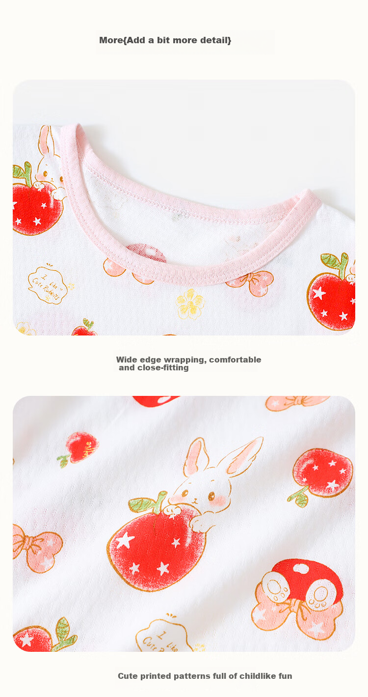 DEESHA Children's Clothing, Kids' Loungewear, Big Girls' Pajamas, Children's Air Conditioning Wear, Sweet Orange Rabbit White Flower, Size 110 8