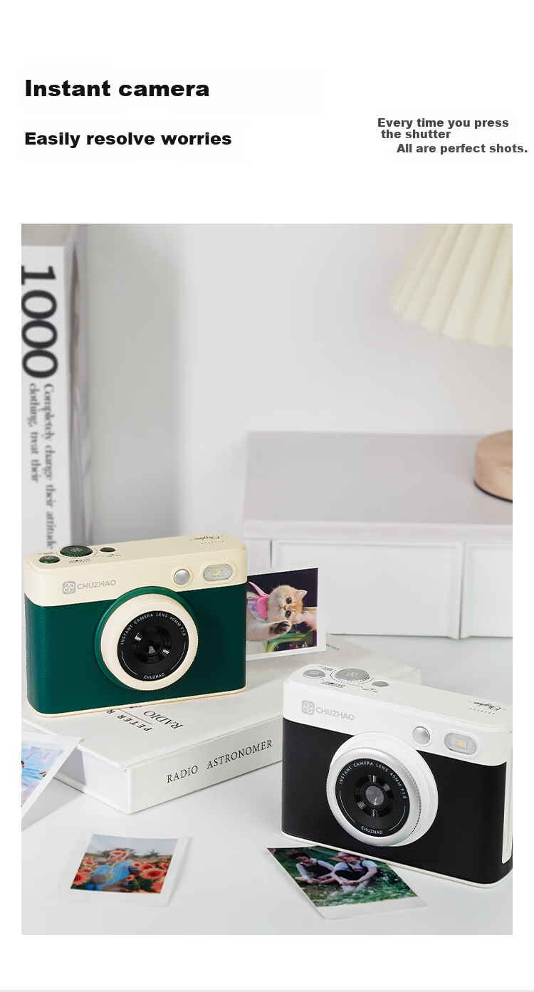 Chuzhao D1Pro Instant Camera, Student-Specific Photo Printer, Retro Portable Instant Camera with Storage, Birthday Gift for Boyfriend 4