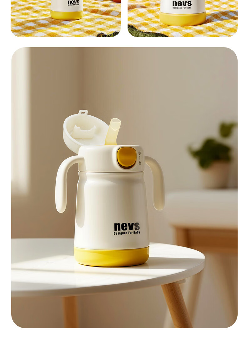 NEVS Kids Insulated Water Bottle Elementary School Direct Drinking Large Capacity Straw Cup 316 Stainless Steel Kindergarten Water Cup 500ml 30