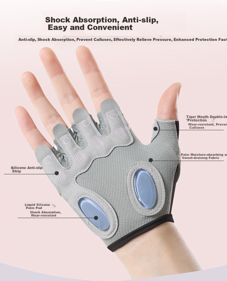 Ousen Cycling Gloves, Summer Sports Fitness Outdoor Hiking, Men And Women Road Mountain Bike Breathable Non-Slip Fingerless Gloves 7