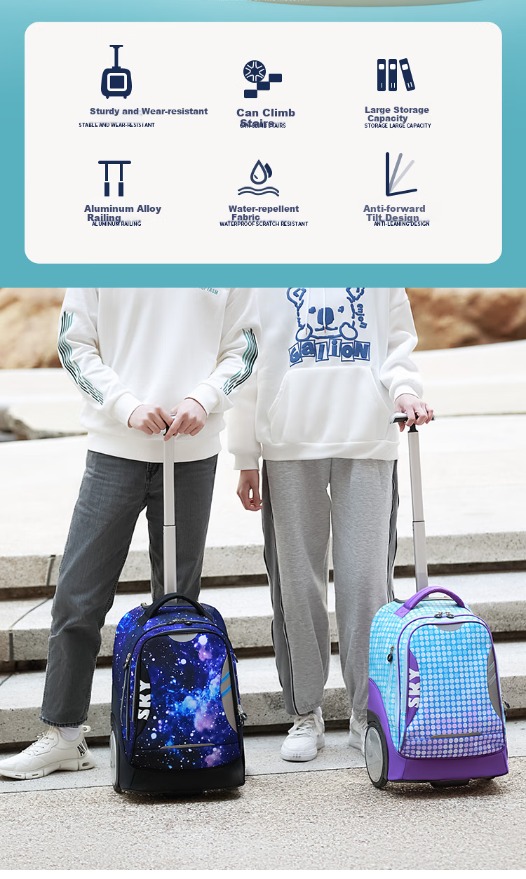 Dijiuchengbao Trolley Backpack for Primary School Students Grades 3-6 Boys And Girls Middle School Students Large Capacity Children's Backpack 3