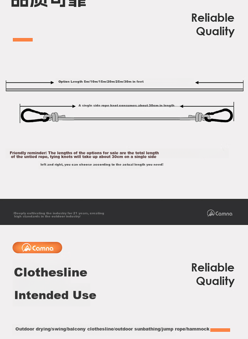 Kanle Outdoor Thickened Clothesline, Outdoor Quilt Drying Tool, Non-Slip Windproof Travel Car Roof Hanging Clothes Rope 3