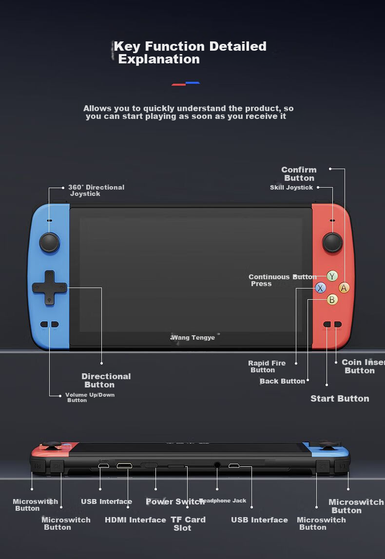 Xiaobawang Q900 Handheld PSP Game Console FC Retro Dual-Player Joystick Arcade Machine Children's Game Console Birthday Gift Q900+32GB 18