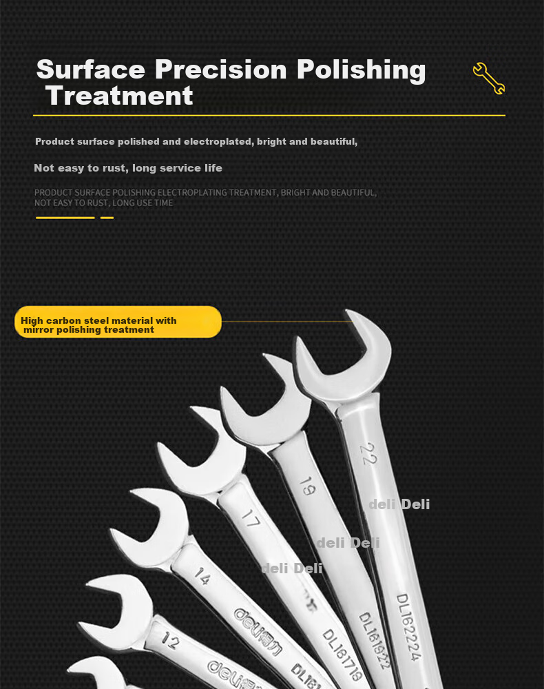 DELIGONGJU Mirror Double Open-End Wrench, 8x10mm, DL160810 3