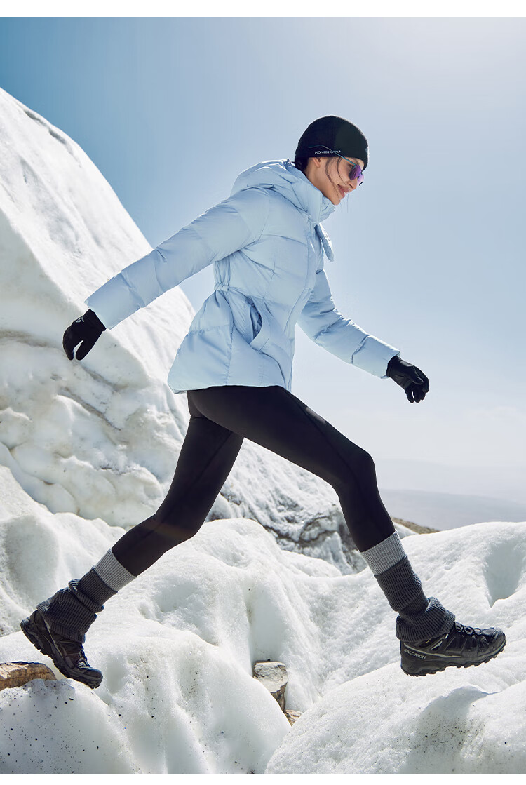 Pioneer Camp Warm Feather Women's Autumn Winter Insulated Windproof Outdoor Hooded Waist-Cinched Mid-Length Thickened Down Jacket 10