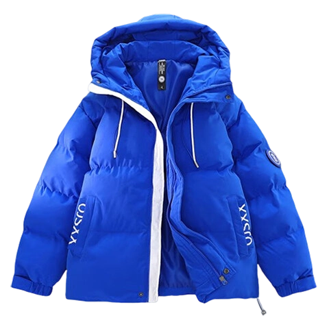 NASA MARVEL Cotton Jacket for Men, Winter Coat, Thickened Trendy Puffer Jacket, Sports Couple Style Cotton Padded Coat, White, 2XL