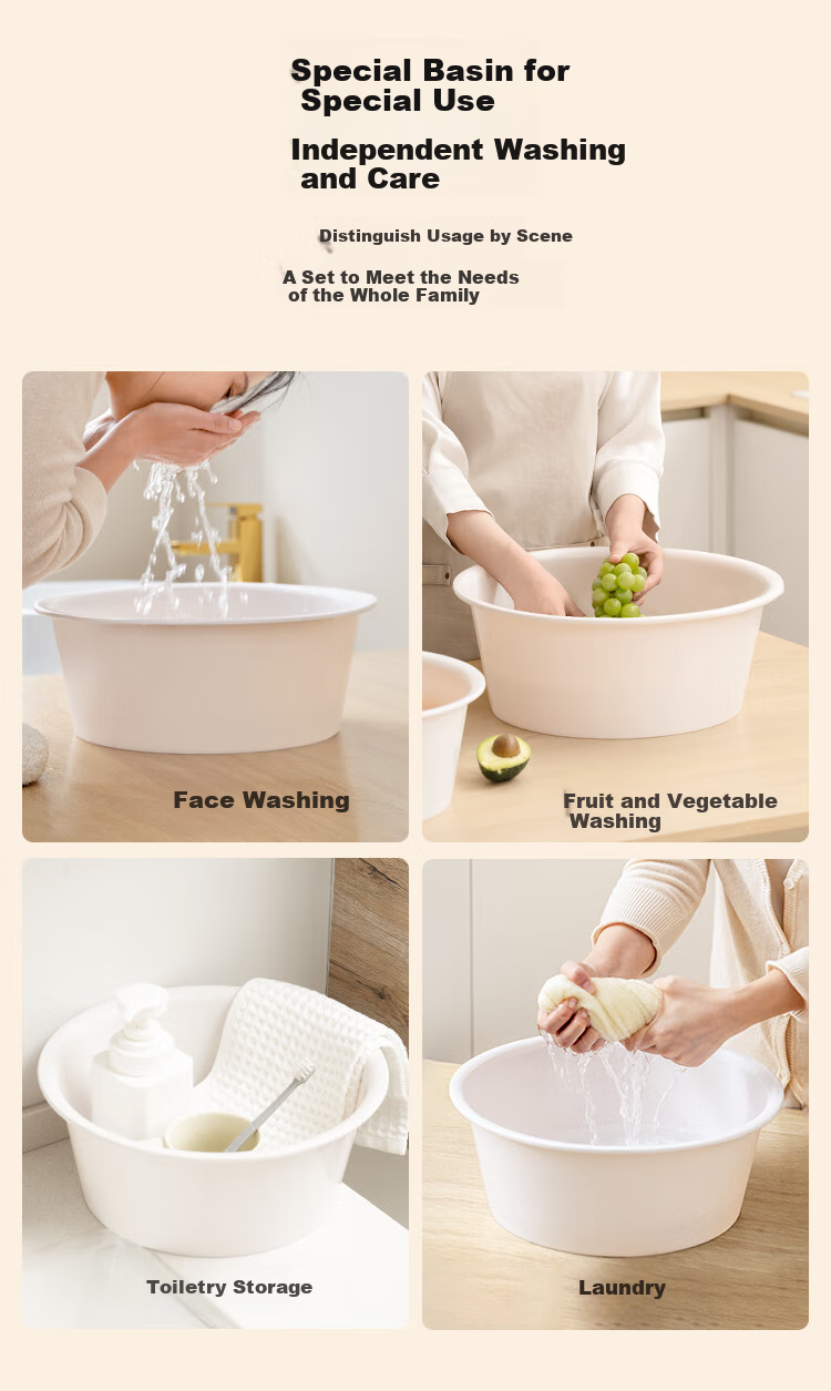 JD Original Extra Thick Toiletry Set with Foot Soak Bucket, Washbasin Bucket, Dorm Toiletry 4-Piece Set, Integrated Basin Bucket Set 5