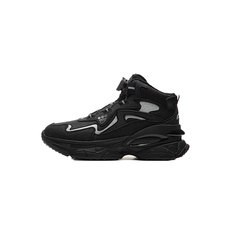 LI-NING Kids' Cotton Shoes Children's Winter Sports Shoes Boys and Girls Fleece-Lined Warm Reflective Mid-Top Casual Shoes