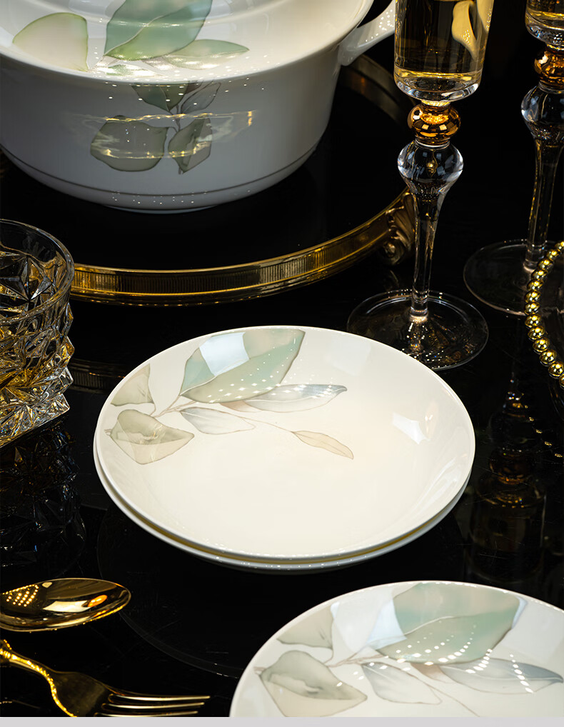 Haoya Jingdezhen Ceramic Dinnerware Set, 8-Inch Plates, 4-Pack 13