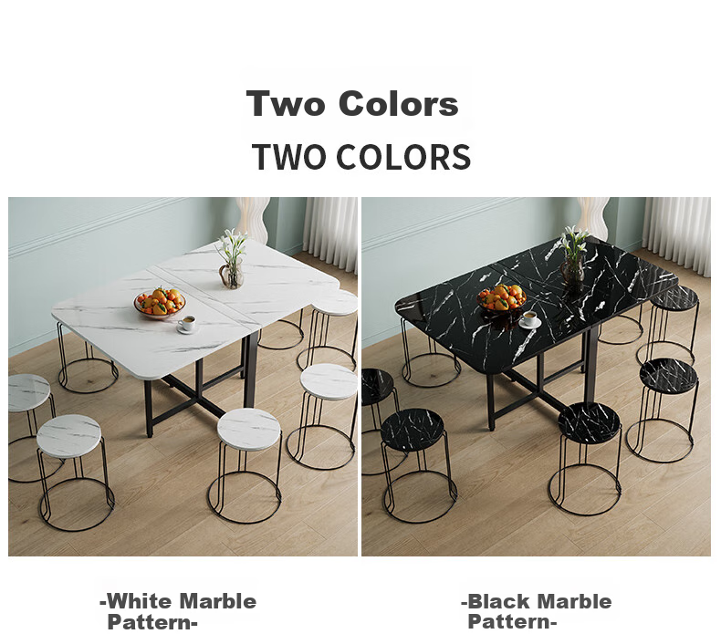KULIN Folding Dining Table, Compact Size, Extendable And Retractable, Ultra-Thin Square Table for Home Use, Multifunctional, White, 120*80 Cm 10