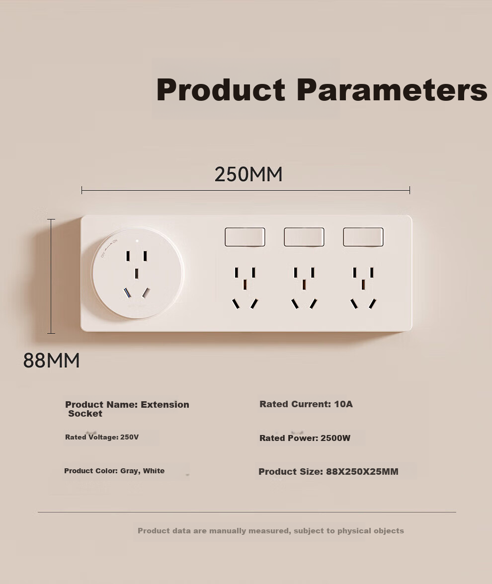 AUX KZ-GQY011 Multi-Outlet Adapter with Independent Switches, Dual USB And Type-C Ports, No Wiring Required, Gray Color, Safe Split Control, 3C Certified, Left Expansio 14