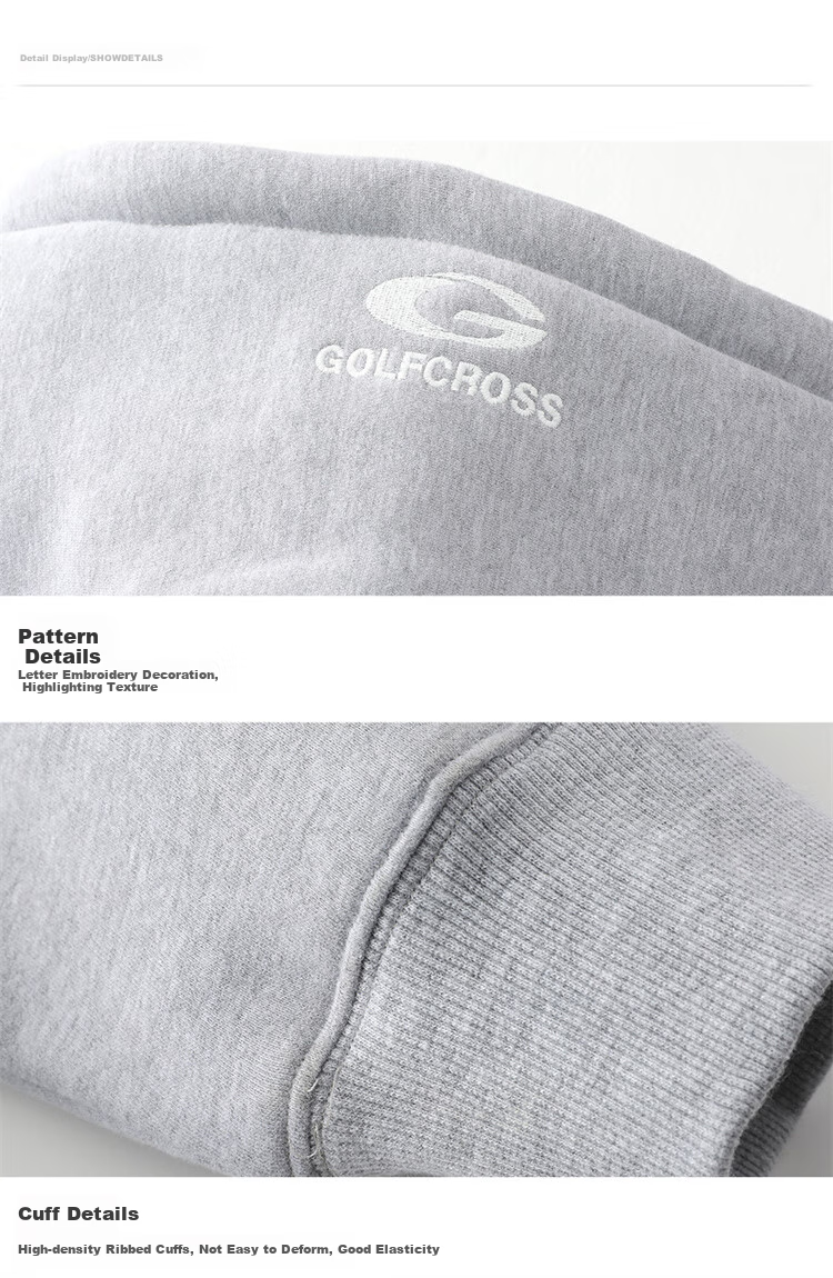GOLFCROSS Couple's Style, 2025 Spring New Arrival, Letter Embroidery Hooded Drawstring Cardigan Sweatshirt, Floral Gray, M 17