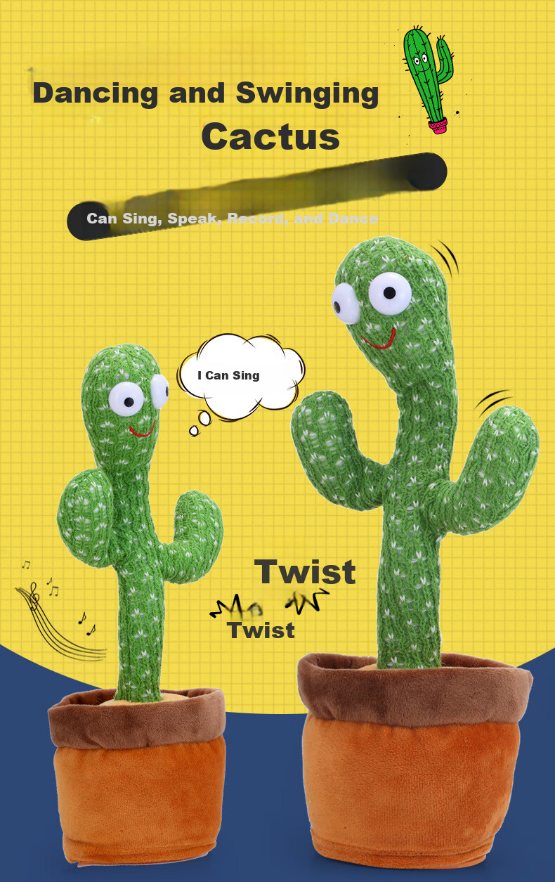 Babamama Cactus Toy for Babies And Toddlers: Dancing And Talking Cactus Doll with Repeating And Waving Functions 2