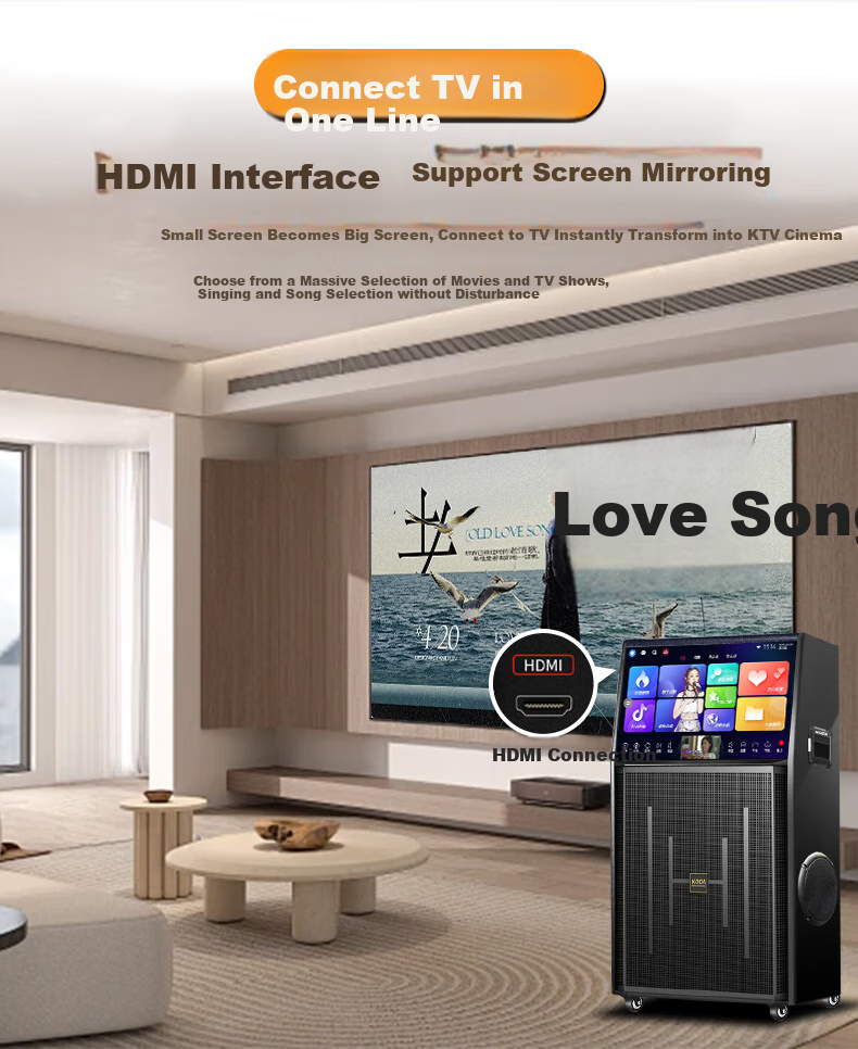 KODA KD1268 Square Dance Speaker with Display Screen, Outdoor Karaoke Dedicated Video Karaoke Machine, Singing Mobile Bluetooth Speaker, Home KTV Sound System Set 14