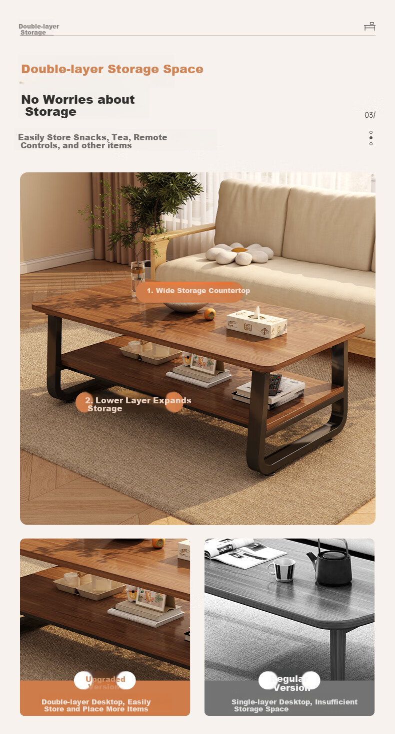 Yimo Coffee Table, Small Apartment Living Room Table, Simple Rental Apartment Small Table, Creative Square Sofa Home Tea Table 5