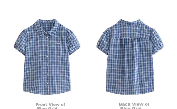 INMAN French Plaid Dress Summer Women's Versatile Puff Sleeve A-Line Skirt Navy Blue S 47