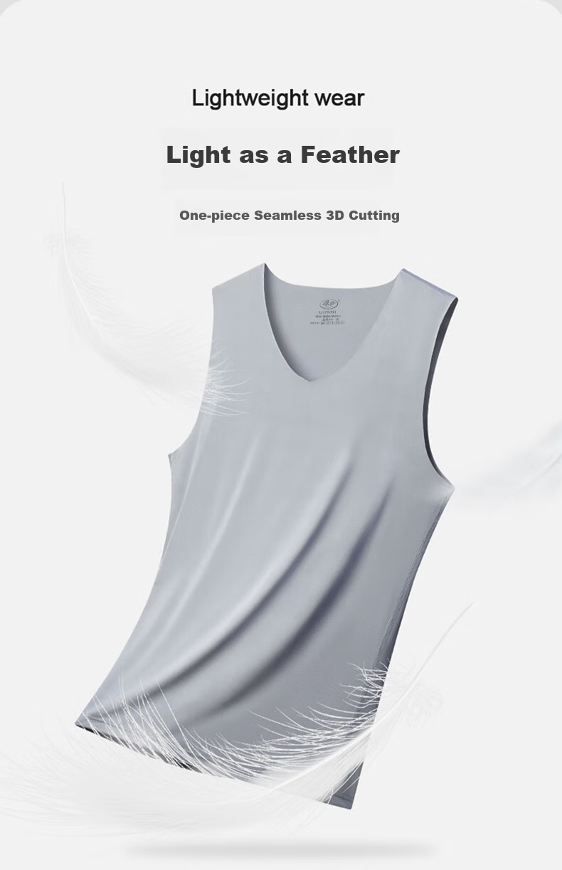 LangSha Men's Tank Top, Summer Ice Silk Thin Style, 7A Grade Antibacterial Seamless Sports Casual Undershirt, 3-Piece Set 6
