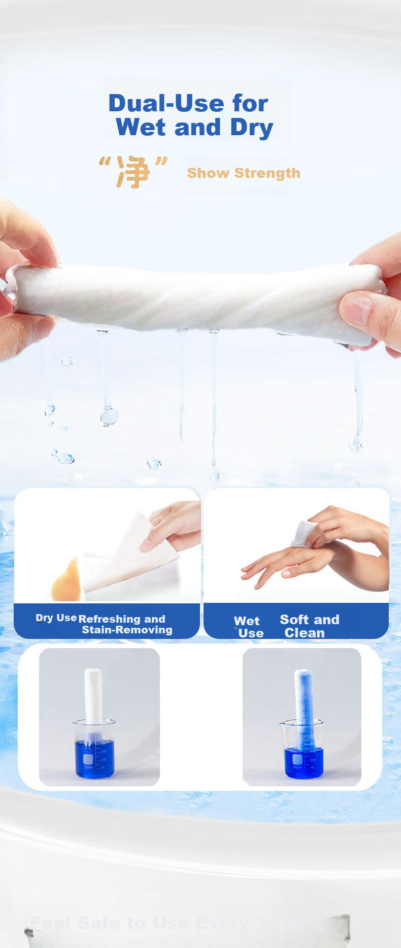 Bubandi Facial Cleansing Wipes, Cloud-Like Softness, Hanging Dispenser, Disposable Face Towels, 520g*1 Pack, Flexible And Durable 6