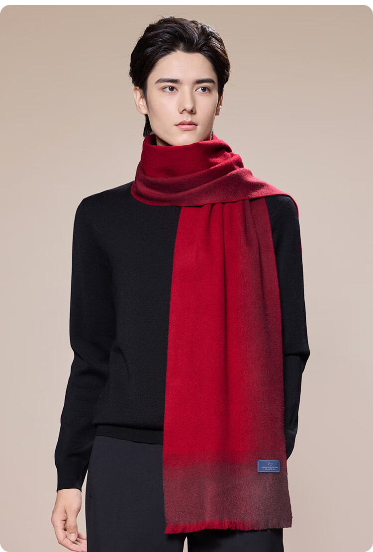 JIUMU Pure Wool Scarf for Men Autumn Winter Warm Neck Warmer Gift Box for Father's Day Birthday 15