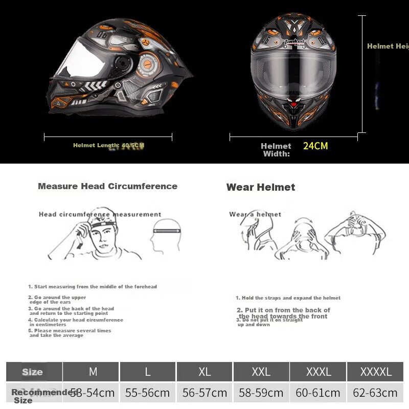Tanked Racing Motorcycle Helmet, Full-Face T153S Black Future Technology [Duck Co-Branded Edition], XL