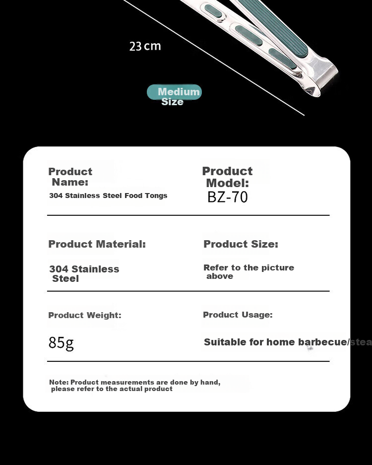 Baijie 304 Stainless Steel Kitchen Tongs, Food Tongs, Heat-Resistant Steak Tongs, Barbecue Tongs, Food Clamps, Oven And Grill Tongs 4