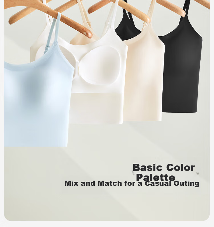 Dushiliren Black Camisole Tank Top for Women with Built-In Bra Pads, Seamless Backless Vest Bra, One-Piece Outer Wear, Stylish And Elegant 8
