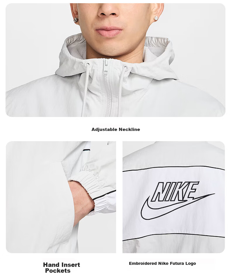 NIKE Men's Woven Jacket, Trendy And Fashionable, Casual Versatile HJ2013-451 Navy Blue/white L 5
