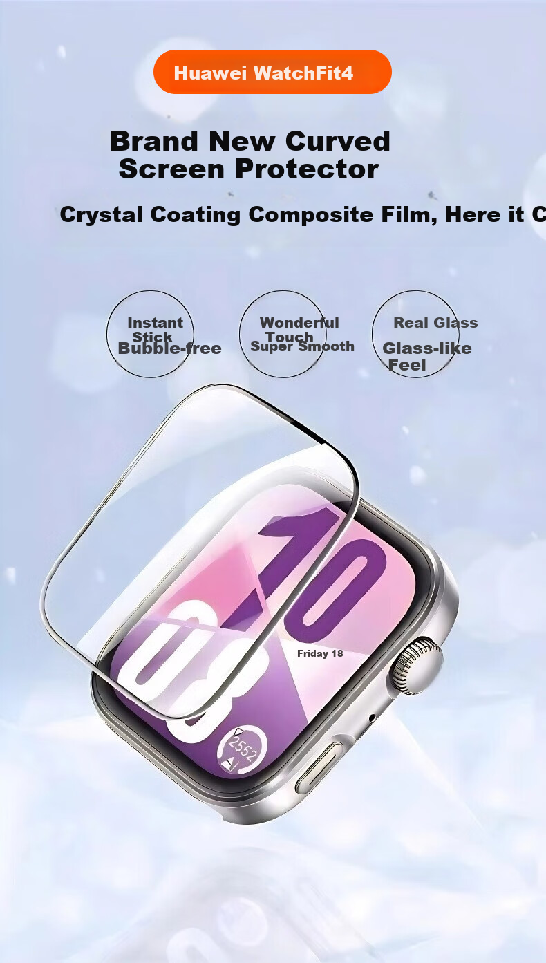Xuanyi [Two-Pack] Screen Protector for Huawei Watch FIT4, Compatible with Watch Fit5, Non-Tempered Glass Film, Full Coverage, Shockproof, High-Definition Diamond Film, Wear-Resistant And Scratch-Resistant, Transparent 1