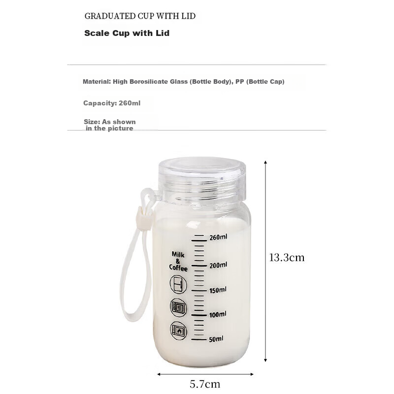 Cigeman Graduated Milk Cup, Soy Milk Cup, Office Coffee And Milk Cup with Lid, Glass Cup with Scale, Water Cup, Teacher's Day Gift 3