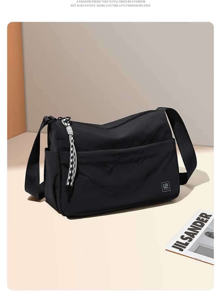 POLO Women's Casual Single Shoulder Crossbody Bag Large Capacity Sports Messenger Bag 12.9-inch iPad Outdoor Phone Bag 25