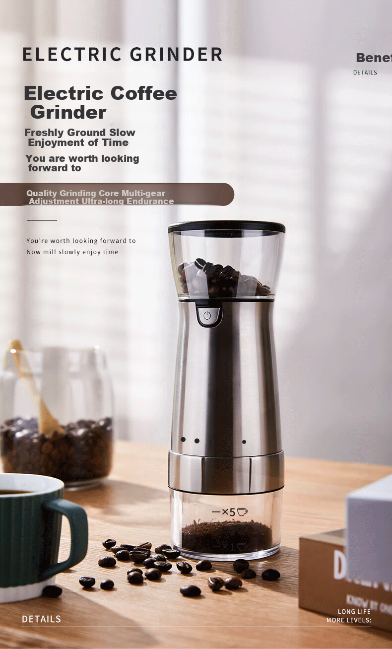 TEOTM Coffee Grinder, Portable Small Home Use Manual Grinder, Automatic Coffee Machine, Electric Bean Grinder 1