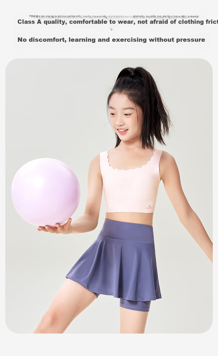 Jiusuiban Plant Cotton Children's Underwear, Girls' Class A Invisible Thin Bra, for Ages 11-13, Puberty Girls' Mid-Length Vest 9