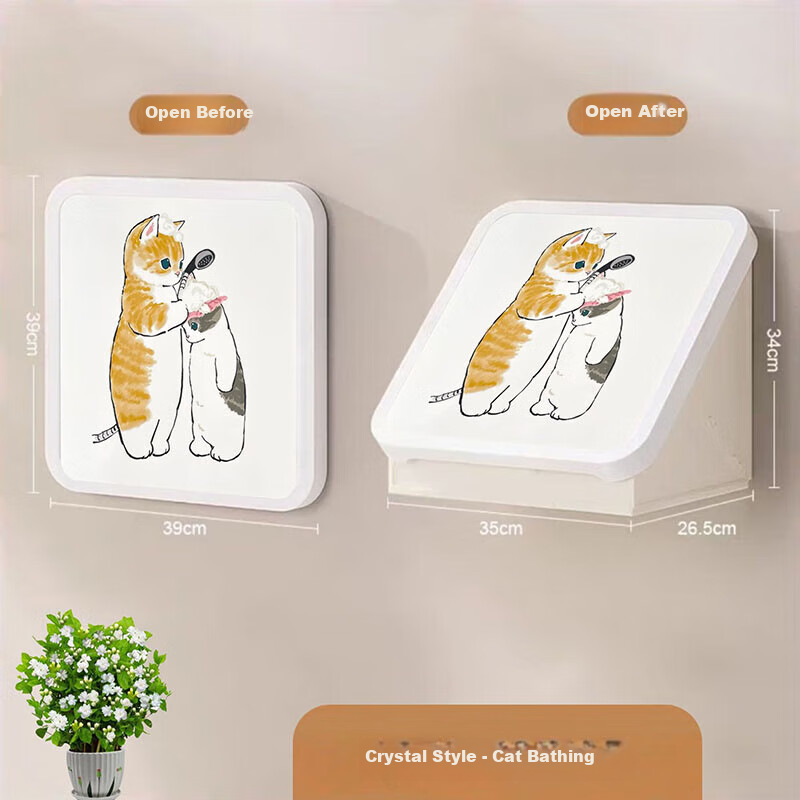 Fanyejia Bathroom Wall Painting Storage Box, Toilet Clothes Organizer, Waterproof No-Drilling Wall-Mounted Folding Storage Cabinet, Storage Rack
