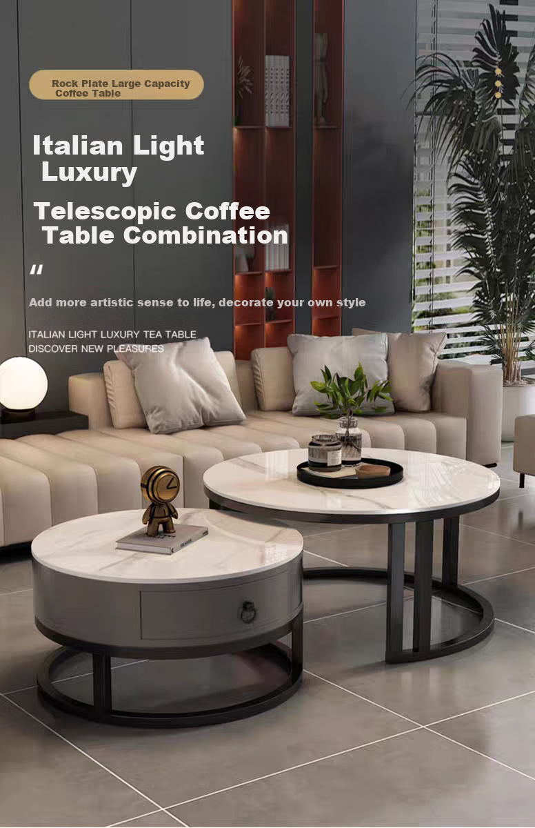 Gupujia Rock Slab Coffee Table, Living Room Modern Minimalist Light Luxury Small Apartment Reception Tea Table, Sofa Glass Side Table, Balcony Small Corner Table 1