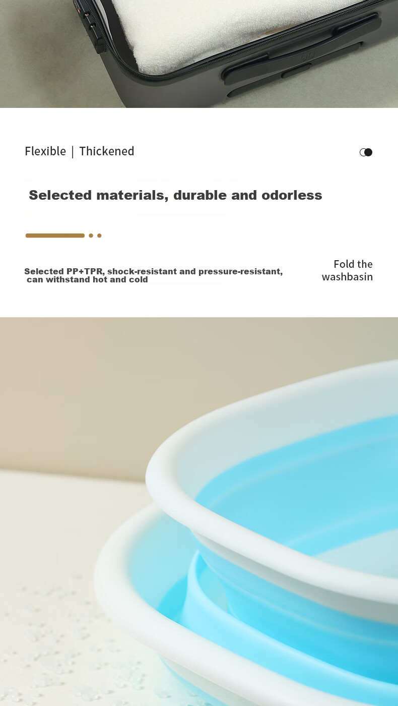 Grace Travel Folding Basin Face Washing Bowl for Business Trips, Home Use, Dormitory, Portable Travel Foot Soaking Basin Nordic Pink - Small Size 3
