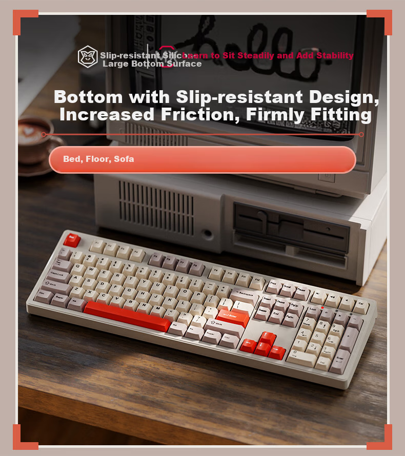EWEADN CR108 Cherry MX Mechanical Keyboard, Wireless Bluetooth Wired Tri-Mode Gaming Esports Office, 108-Key Computer Laptop Tablet Universal Peripheral 1