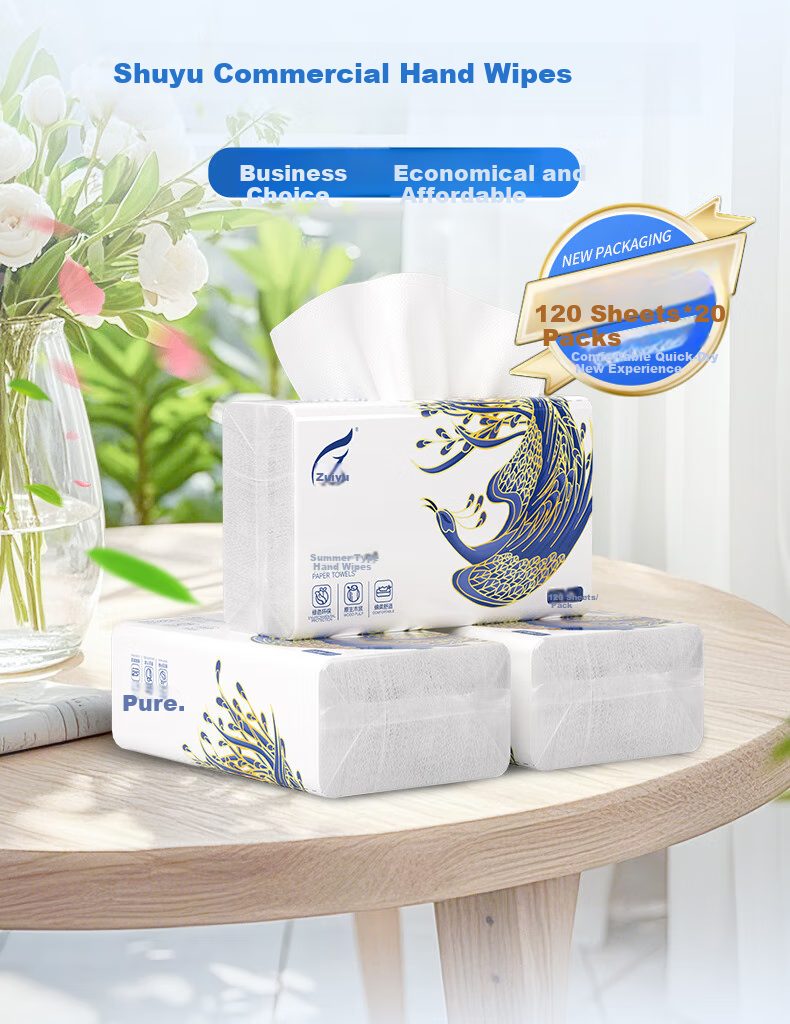 Feiyu Commercial Hand Towels, Double-Layer, 120 Sheets * 20 Packs, Hotel Thickened Dry Hand Tissues, Kitchen Paper, Whole Box CS623 4