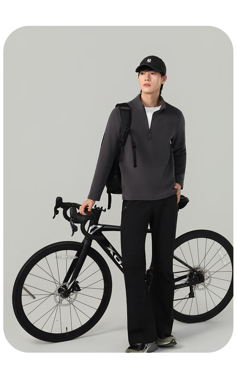 LangSha Unisex Fleece Pullover Half-Zip Stand Collar Windproof Polar Fleece Long Sleeve Base Layer 10