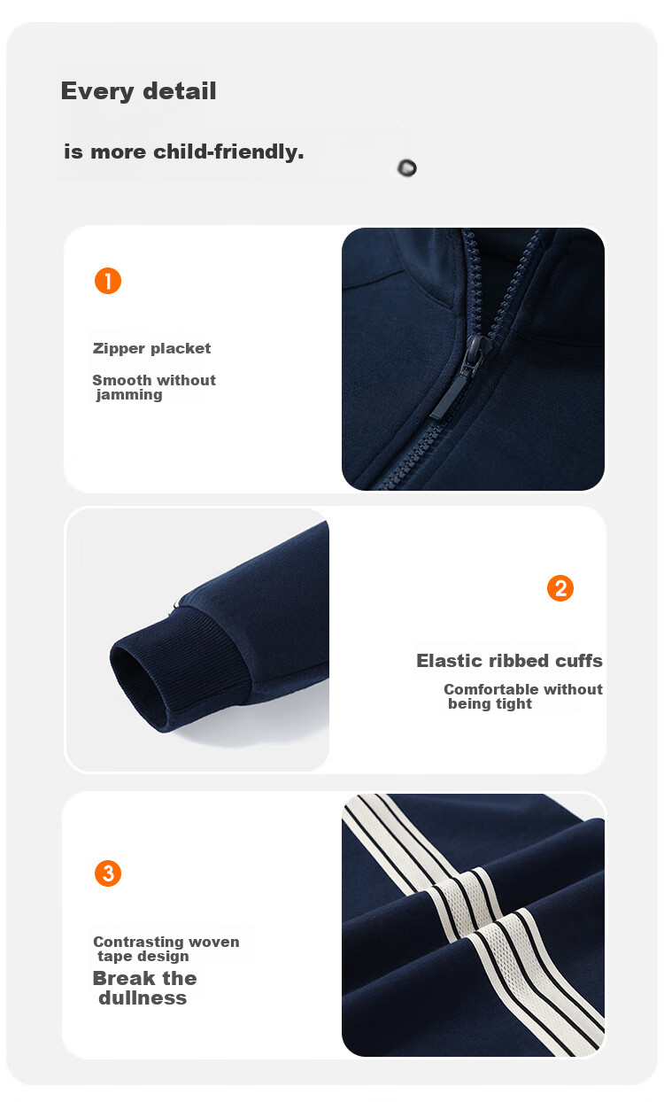 QQ DUCK Children's Clothing Set, Girls' Jacket And Pants, Korean Style Student Sportswear, Casual Light Gray; Size 140 6