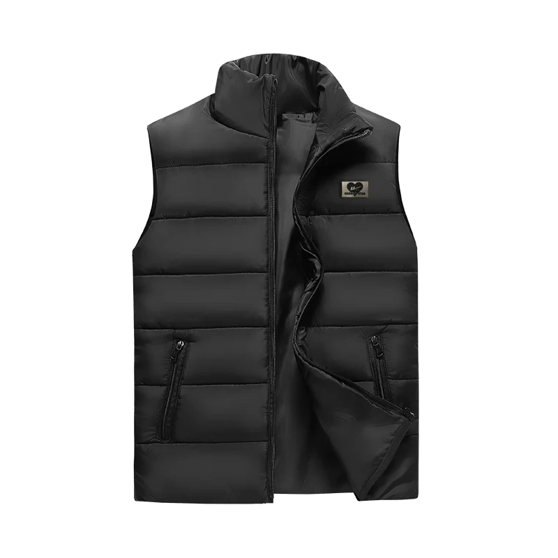 Warrior Men's Thickened Warm Solid Color Stand Collar Vest Fashion Waistcoat Autumn Winter Korean Casual Jacket
