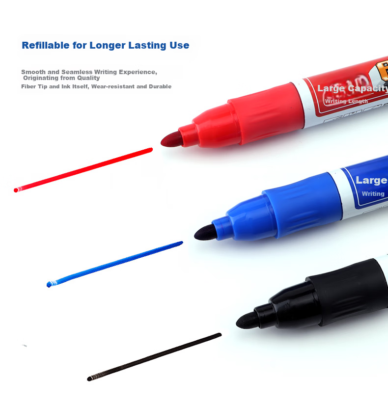 BAOKE MP270 Black Oil-Based Marker Pen, Chubby Tip, Thick Marker, Refillable Ink, 12 Pcs/box 5
