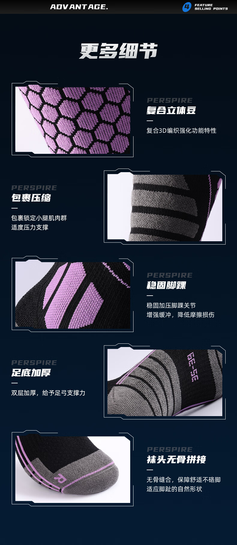 GOLOVEJOY Professional Ski Socks Merino Wool Women's Winter Warm Compression Socks White Gray Size S (35-39) 1