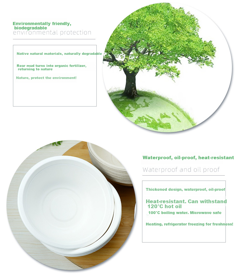 Jiamo Disposable Bowls, Biodegradable Tableware, Food-Grade Barbecue Camping Sugarcane Pulp Paper Soup Bowls, Commercial Ramen Lunch Boxes 12