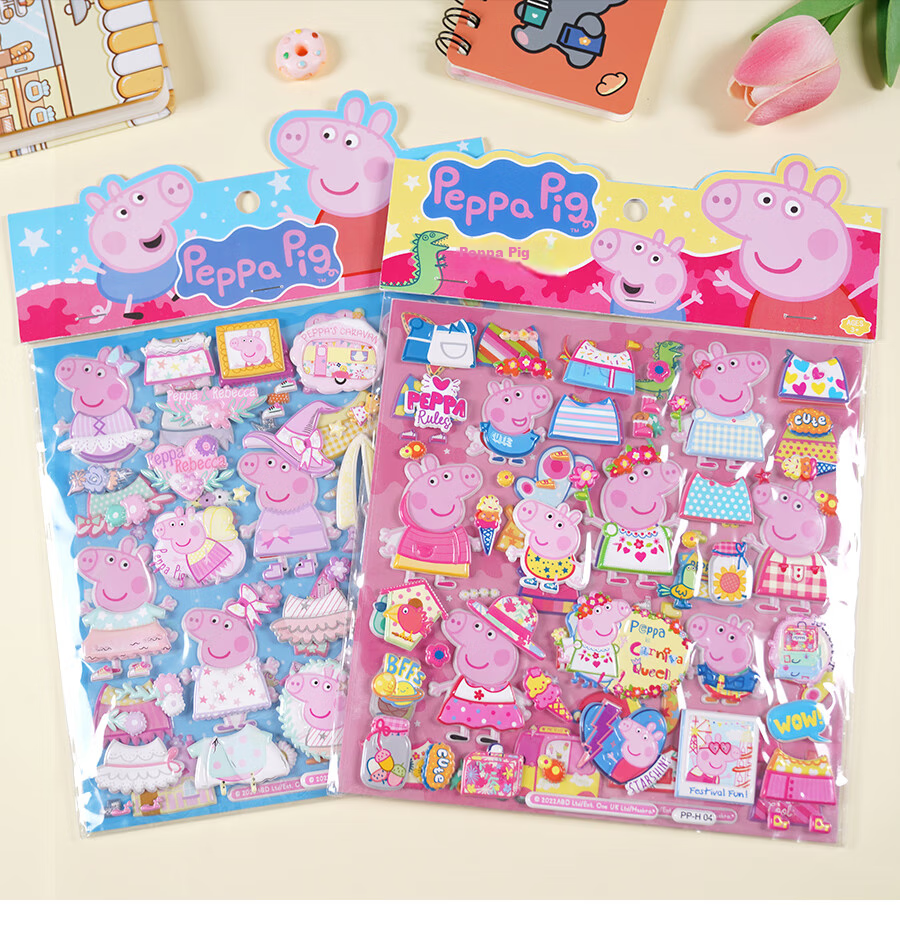 Danmiqi Peppa Pig Children's 3D Cartoon Stickers, Foam Stickers, Reward Stickers for Boys And Girls, Decorative Stickers, Toy Gift 1