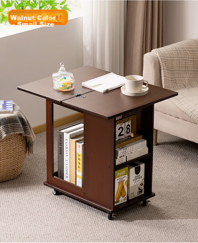 Laozhujiang Movable Side Table, Living Room Coffee Table, Sofa End Table, Multifunctional Antique Folding Tea Table, Storage Rack, Corner Cabinet 12
