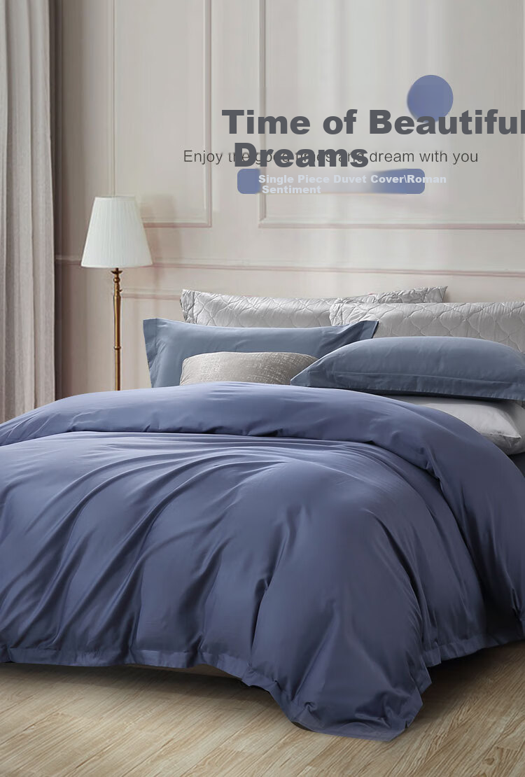 FUANNA Duvet Cover, Single Piece, Pure Cotton, 60-Count Long-Staple Cotton, Satin Duvet Cover, 100% Cotton, Double Bed Quilt Cover, 1.5-Meter Bed 1