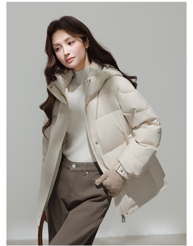 Yalu Women's Short Down Jacket 2026 Winter New Removable Hood Far-Infrared Heat Retention Warm Coat for Petite 21
