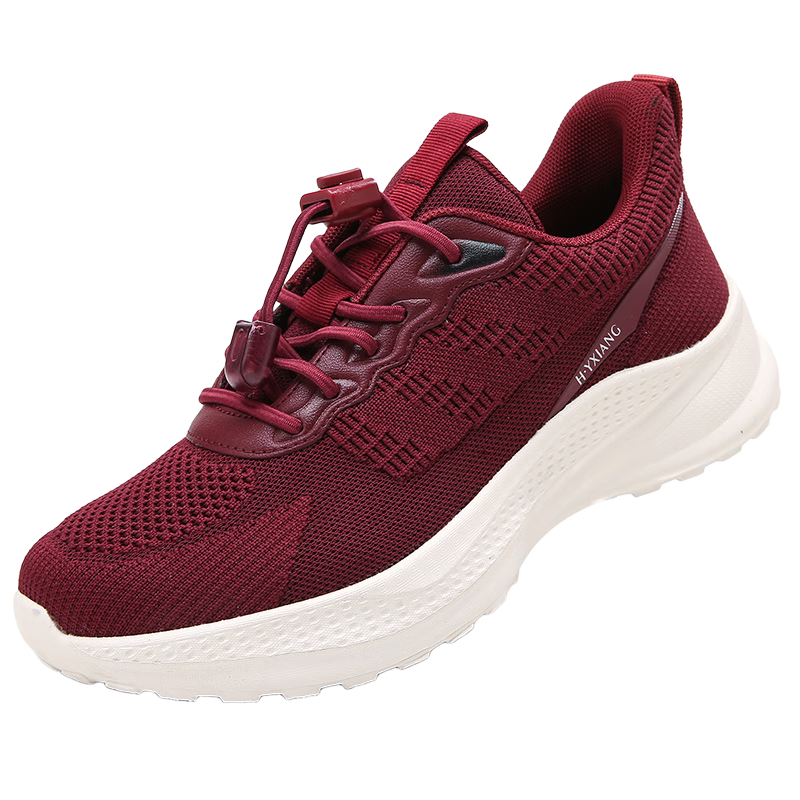 Hengyuanxiang Elderly Non-Slip Slip-On Outdoor Durable Walking Shoes for Middle-Aged and Seniors XEL5619 Red Size 38